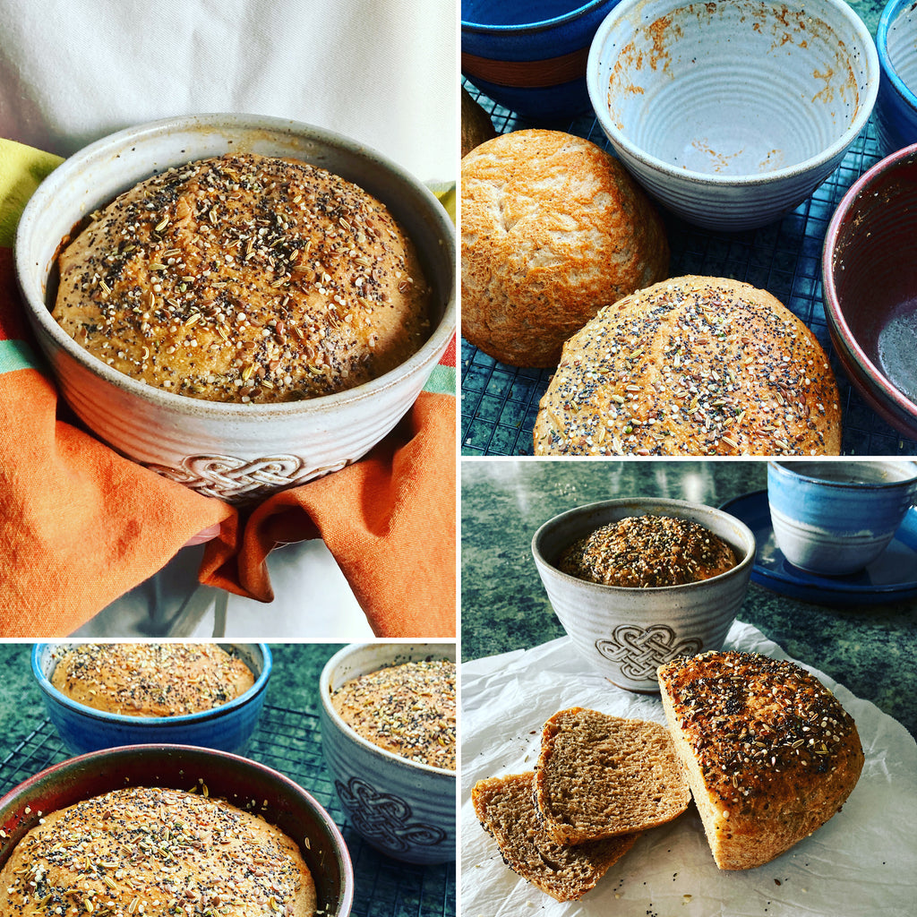 Quick Whole Wheat Bread Baked in Stoneware Bowls