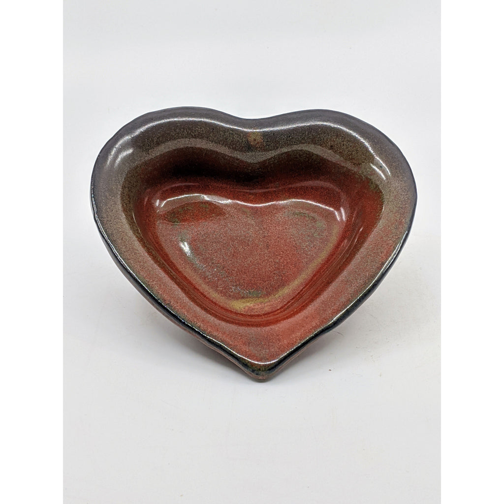heart-shaped dish glazed iron red
